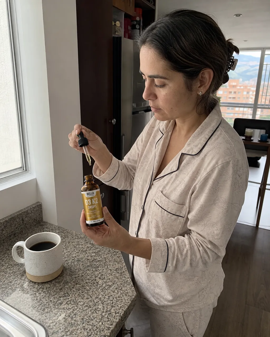 Combo D3 K2 Drops Bella All Natural en uso